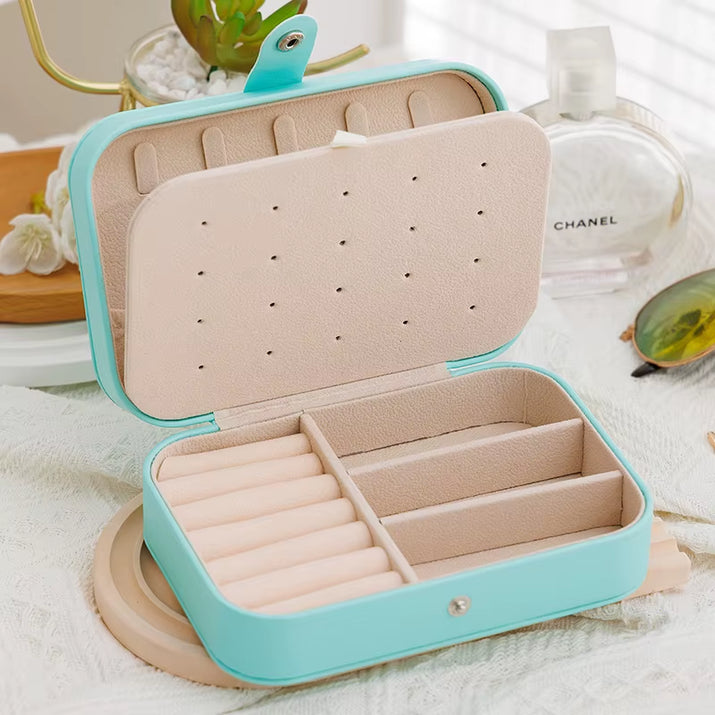 1Pc Portable Jewelry Box Jewelry Organizer Display Travel Jewelry Case Boxes Button Leather Storage Earrings Necklace Display
